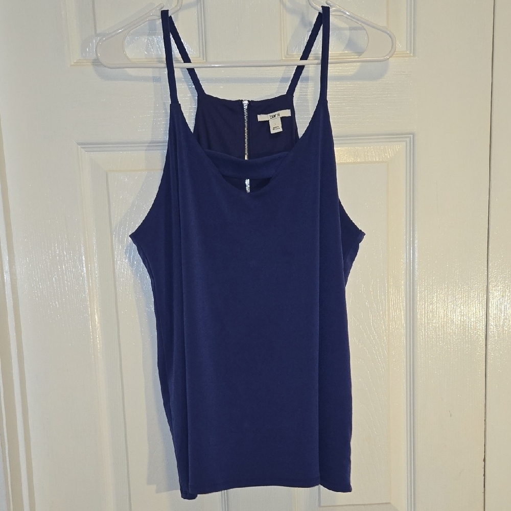 Bar III Blue Zipper Back Camisole Top